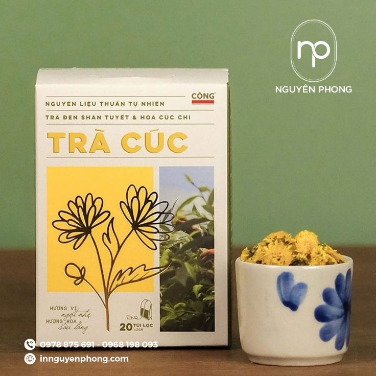 Mẫu hộp giấy đựng trà in logo thương hiệu 
